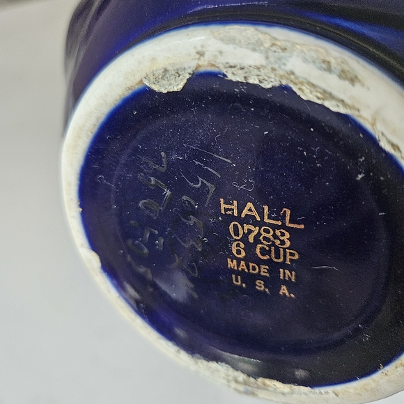 Hall made in USA vintage tea pot 6 cup cobalt blue - Picture 4 of 5